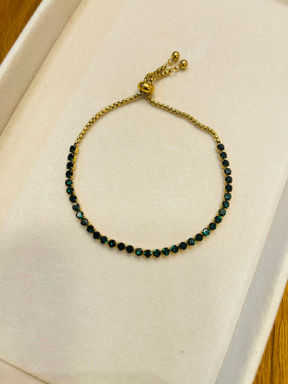 Emerald Noir Adjustable Tennis Bracelet