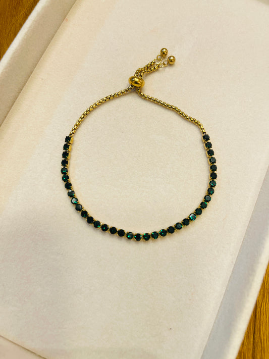 Emerald Noir Adjustable Tennis Bracelet