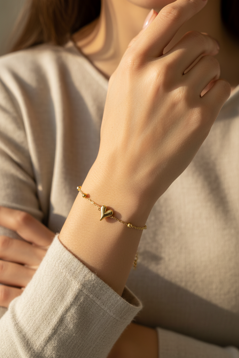Dainty Heart Gold Plated Bracelet