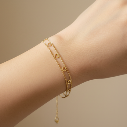 Double Layer Open Heart Bracelet