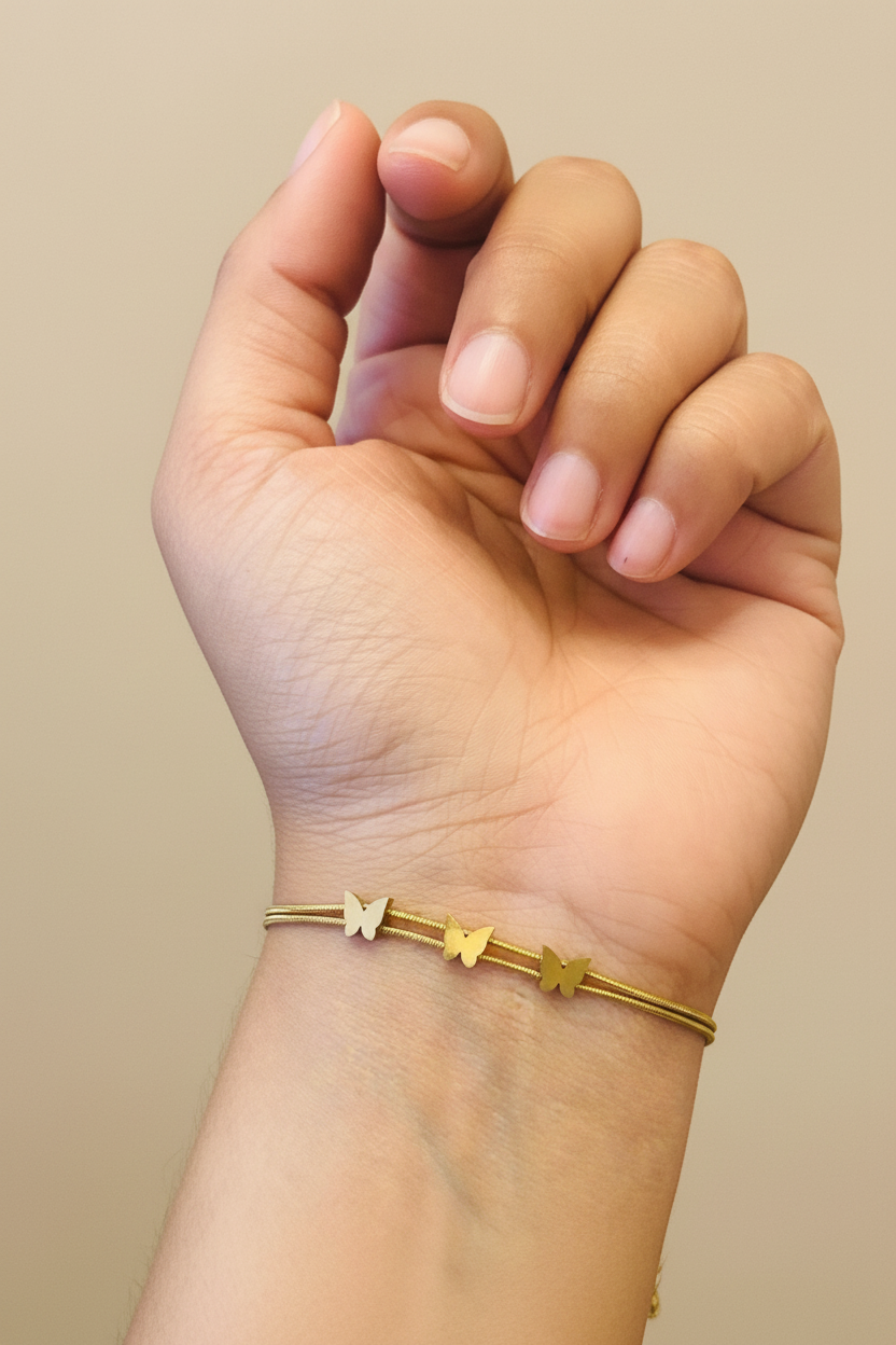 Butterfly Duo Gold Plated Bracelet