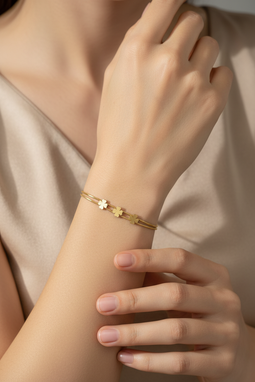 Golden Clover Charm Bracelet