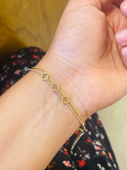 Triple Clover Gold Plated Bracelet