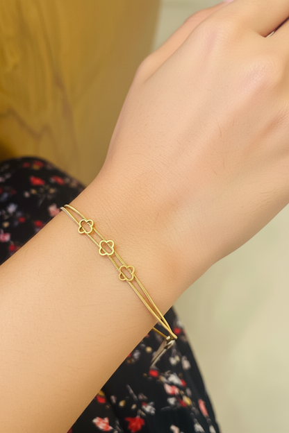 Triple Clover Gold Plated Bracelet