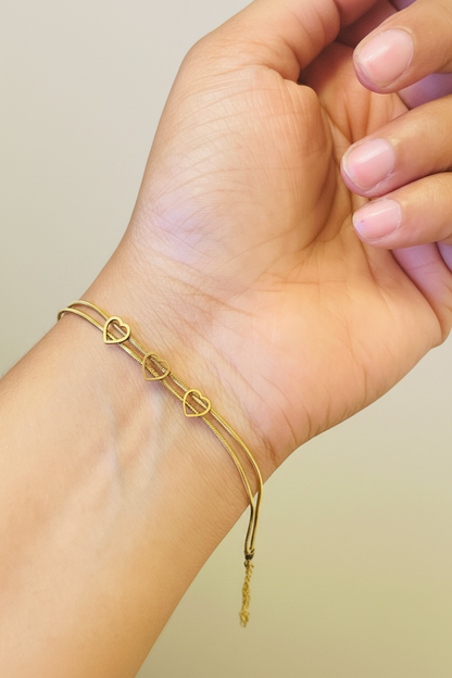 Triple Heart Gold Plated Bracelet