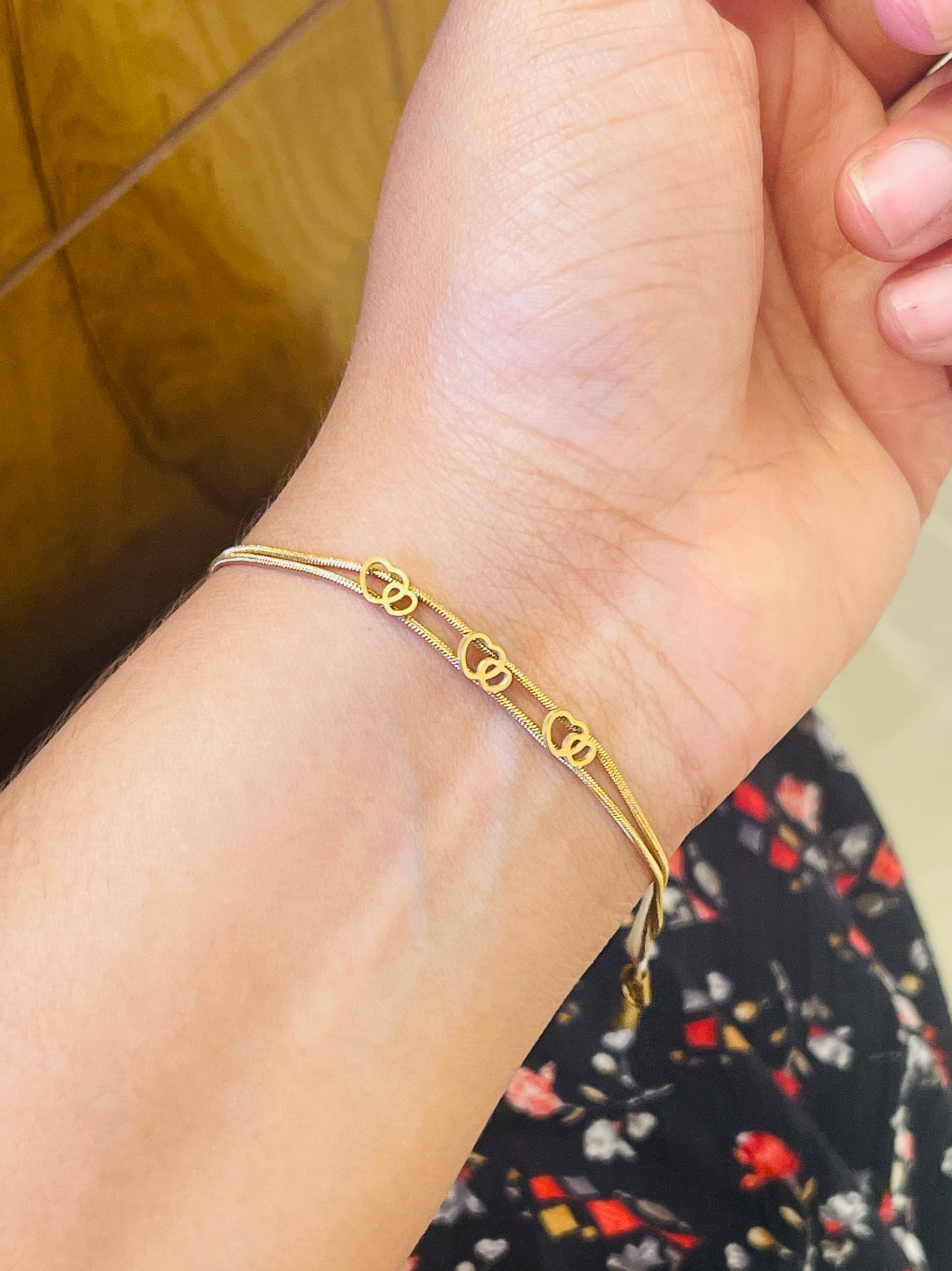 Double Heart Gold Plated Bracelet