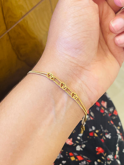 Double Heart Gold Plated Bracelet