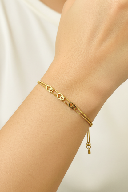 Double Heart Gold Plated Bracelet