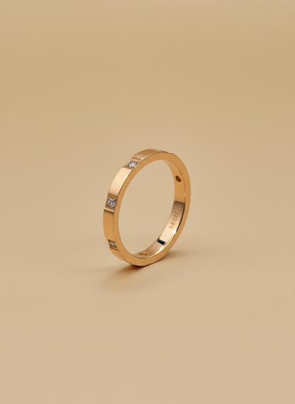 Rose Gold Brushed Crystal Band Ring