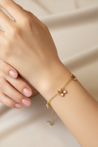 Pink Cherry Charm Bracelet