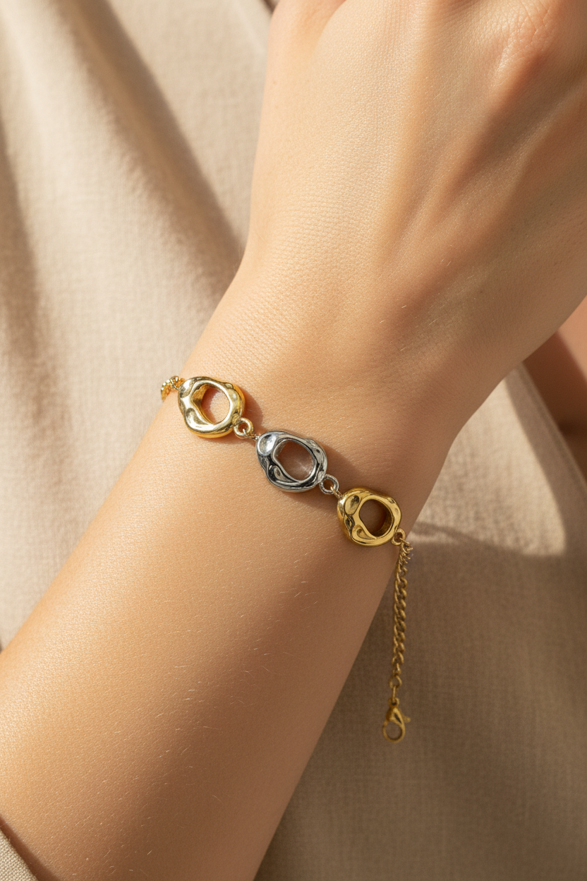 Duo-Tone Molten Link Bracelet