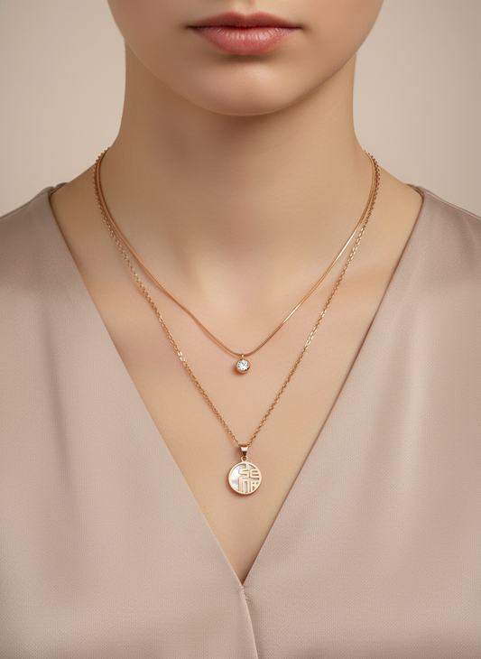 Necklace with a pendant on a neutral background