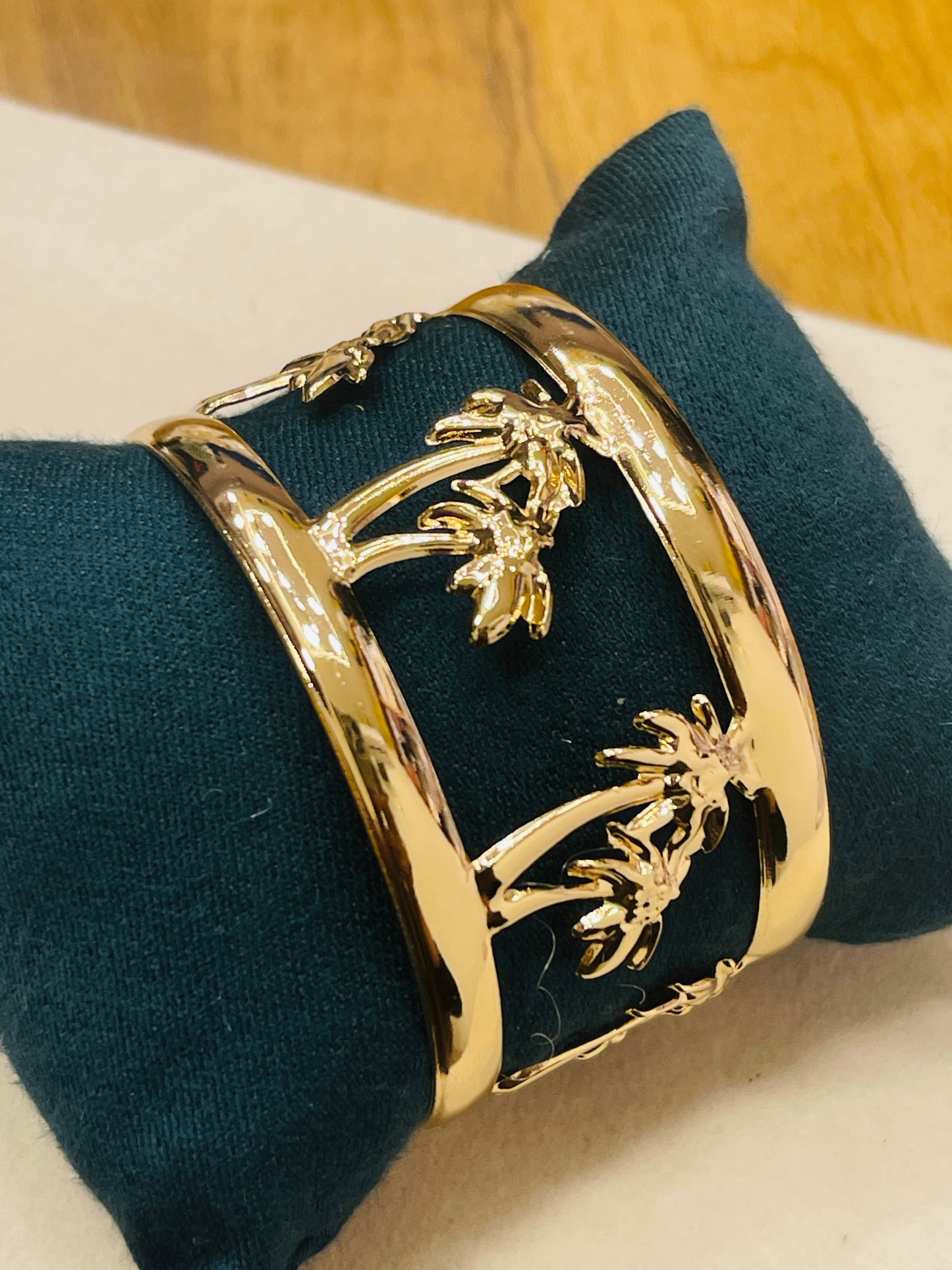 Gold Palm Tree Cuff Bangle