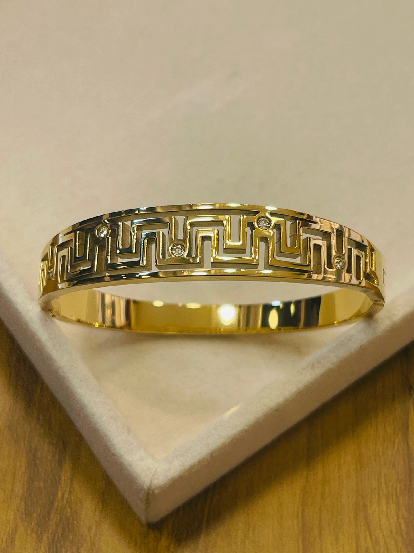 Gold Greek Key Bangle