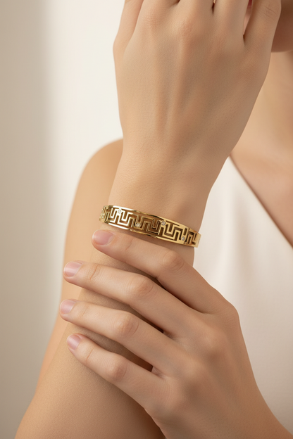 Gold Greek Key Bangle