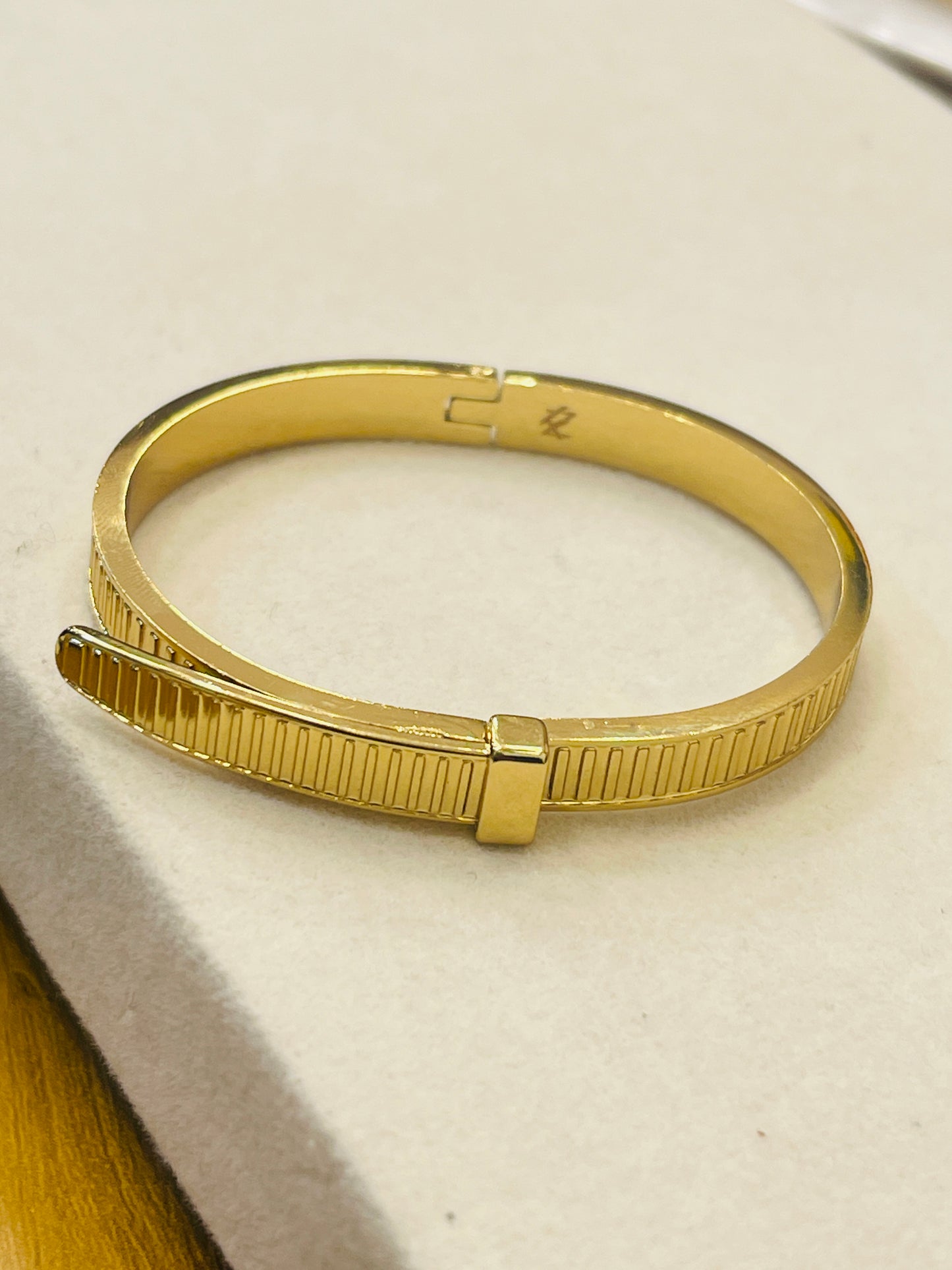 Gold Plated Ribbed Wrap Bangle
