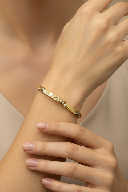 Crystal Line Gold Bangle
