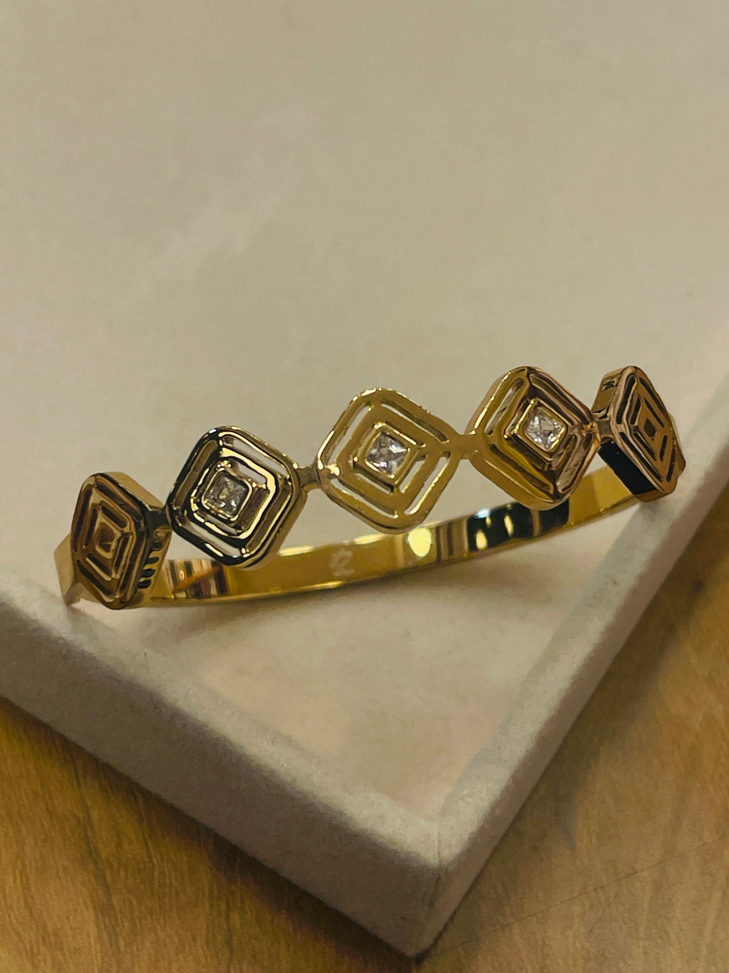 Gold Geometric Diamond Bangle – Baby & Petite Size