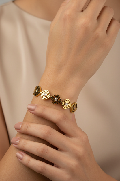 Gold Geometric Diamond Bangle – Baby & Petite Size