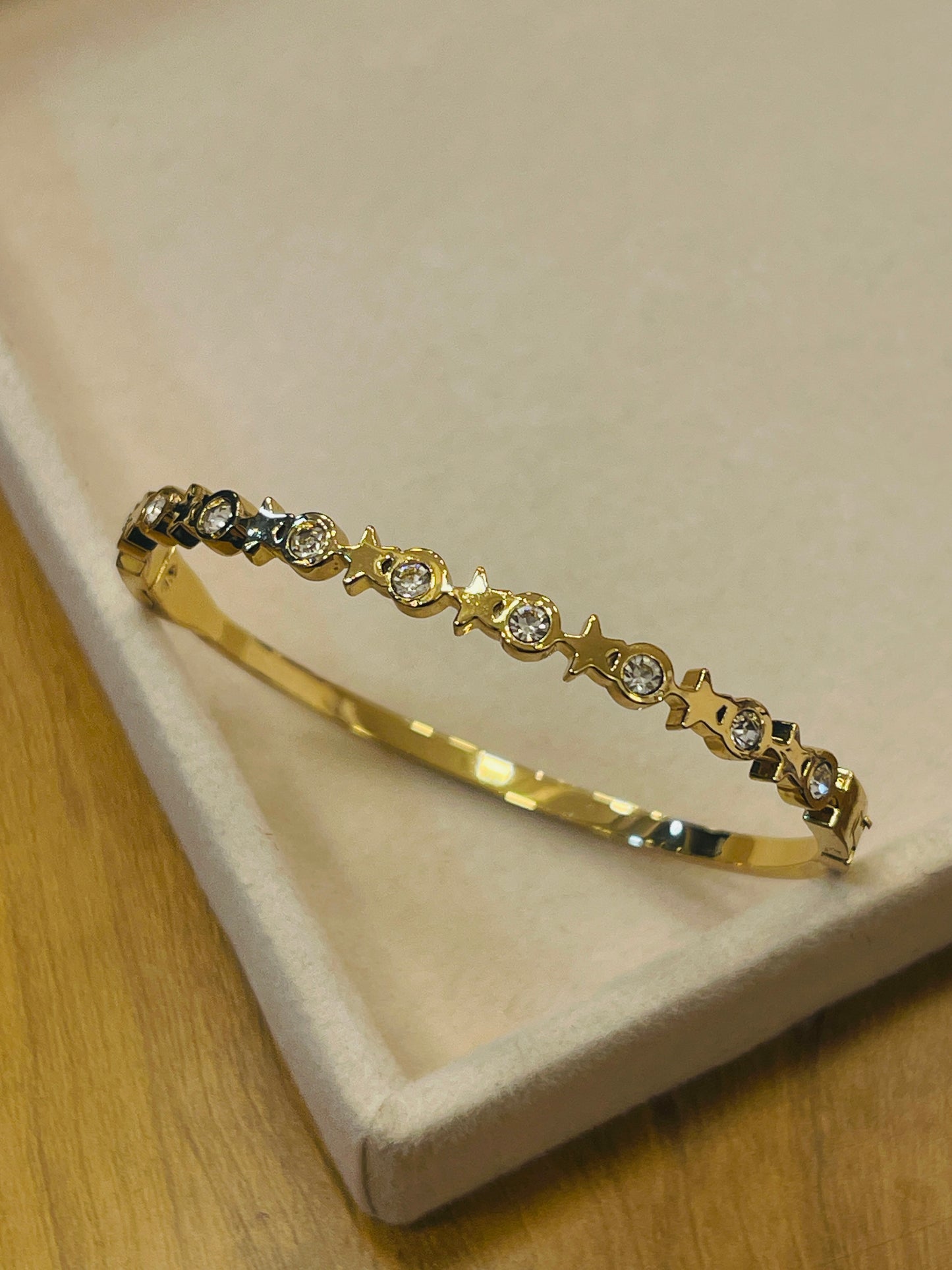 Gold Star & Crystal Bangle