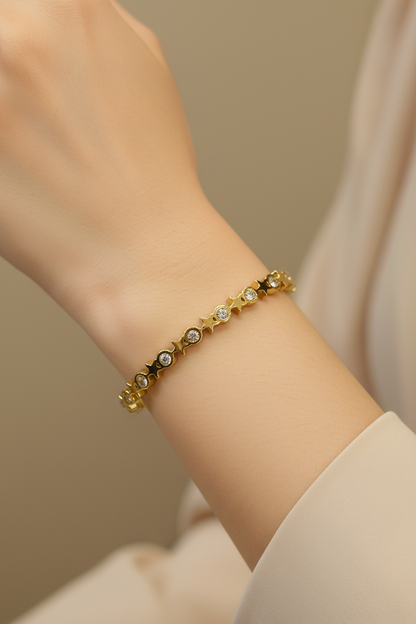 Gold Star & Crystal Bangle