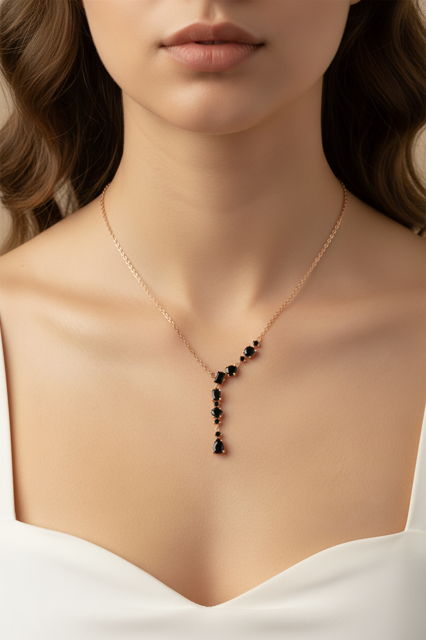Midnight Elegance Drop Necklace