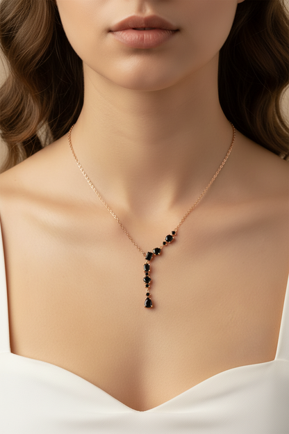 Midnight Elegance Drop Necklace
