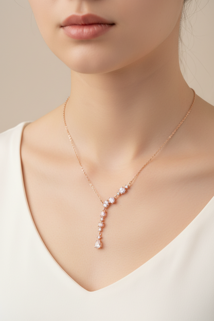Rose Gold CZ Drop Necklace