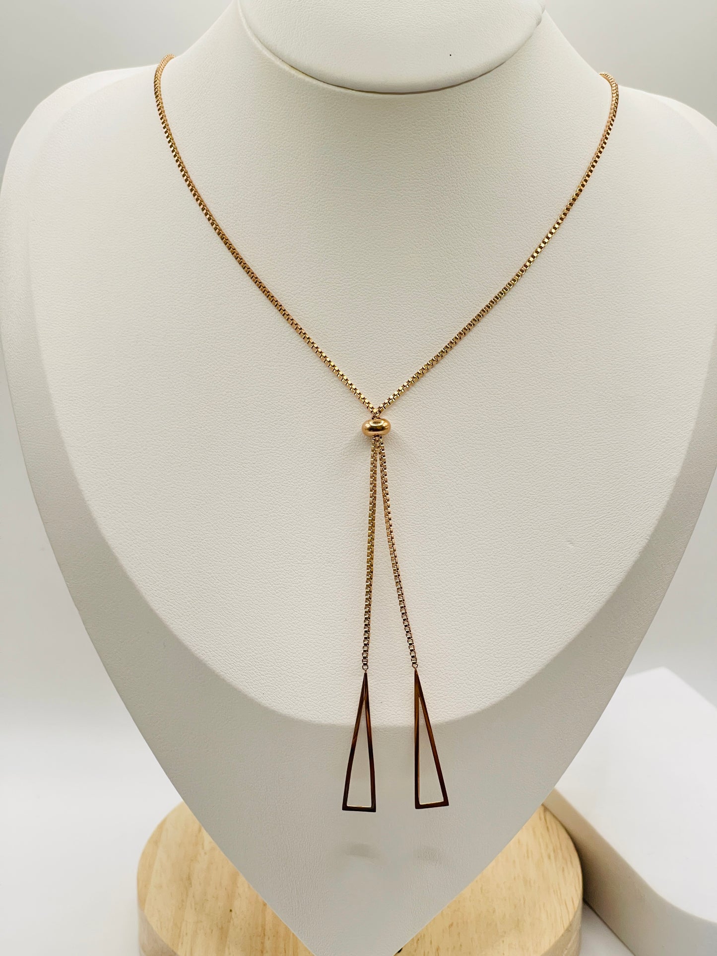 Rose Gold Adjustable Bolo Slider Necklace.