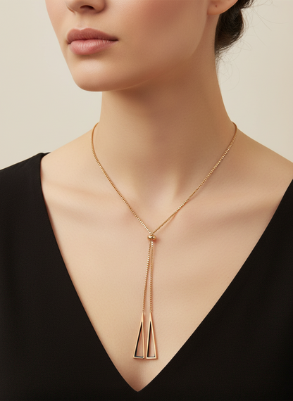 Rose Gold Adjustable Bolo Slider Necklace.
