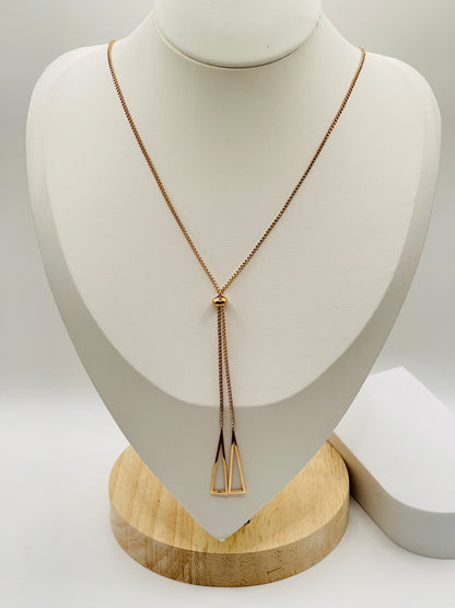 Rose Gold Adjustable Bolo Slider Necklace.