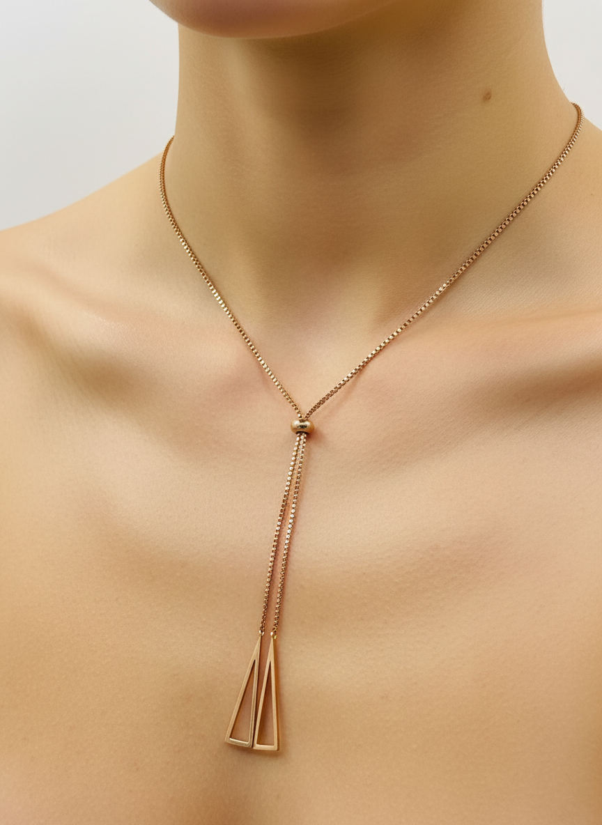 Rose Gold Adjustable Bolo Slider Necklace.