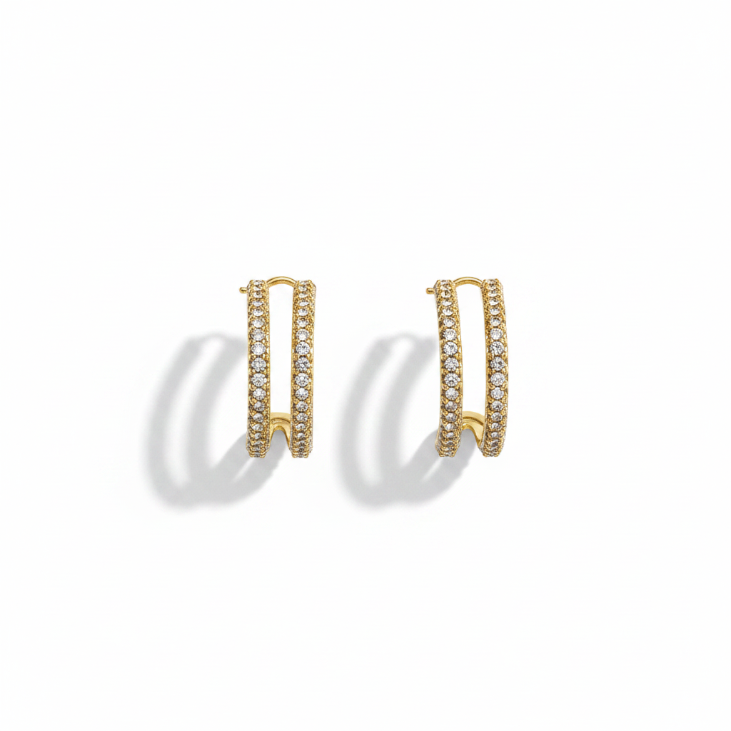 Double Crescent Pave Earrings