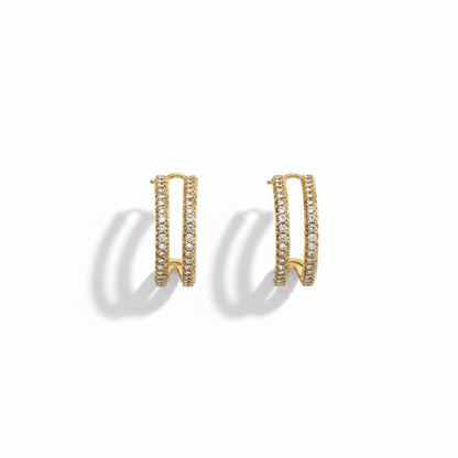 Double Crescent Pave Earrings