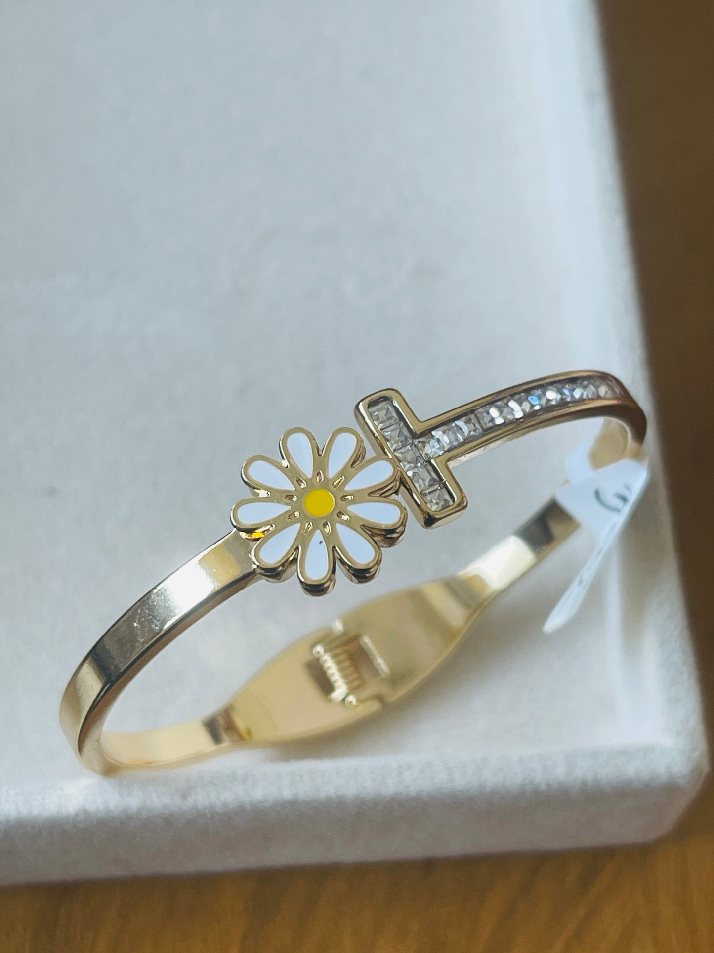 Daisy Cross Gold Plated Bangle