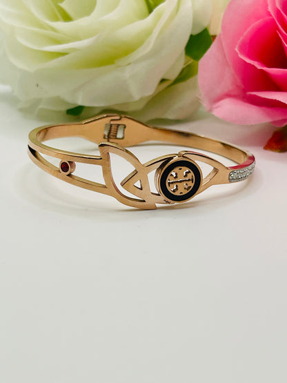 Crystal Floral Rose Gold Bangle