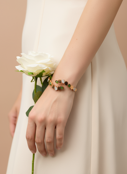 Rose Gold Bypass Cuff with Mixed Stones