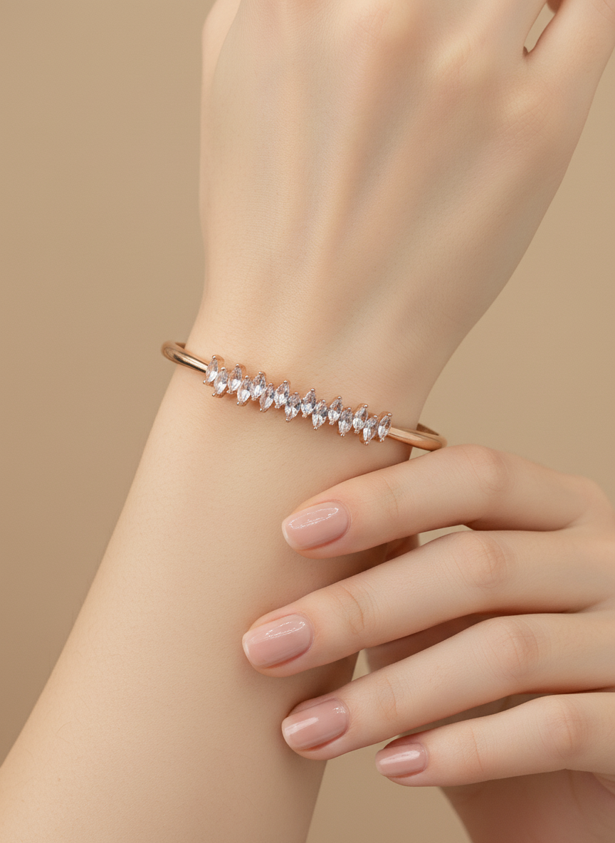 Rose Gold Marquise Gem Bangle