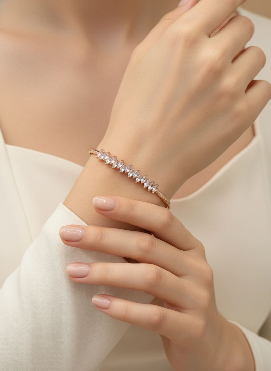 Rose Gold Marquise Gem Bangle