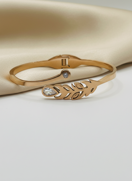 Delicate Rose Gold Leaf Wrap Bangle