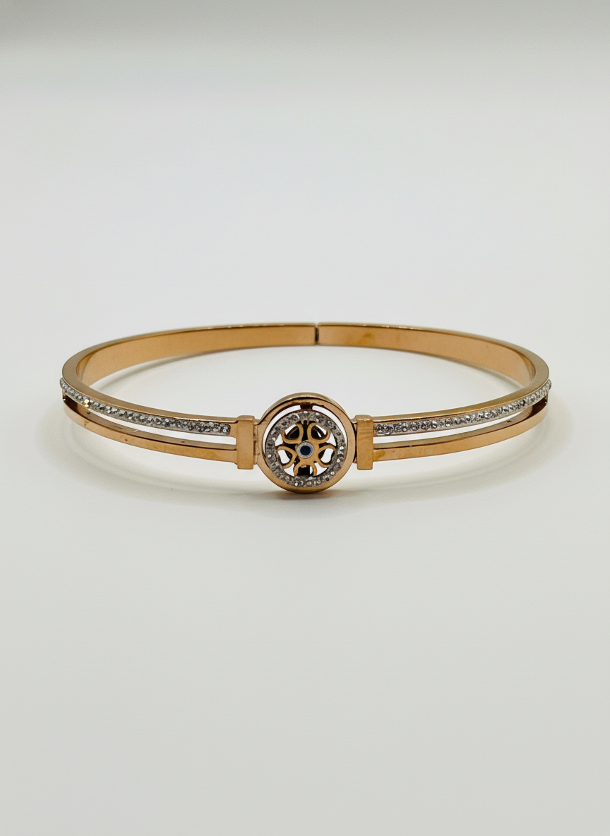 Delicate Starburst Pave Bangle in Rose Gold