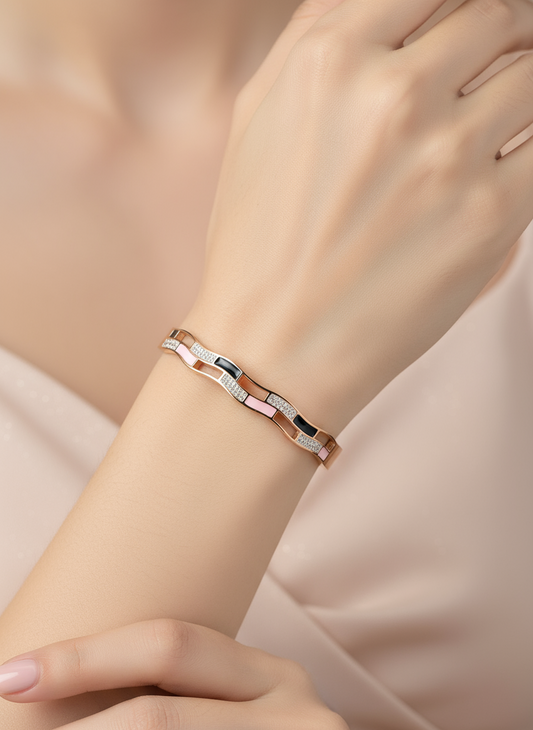 Rose Gold Enamel Block Bangle