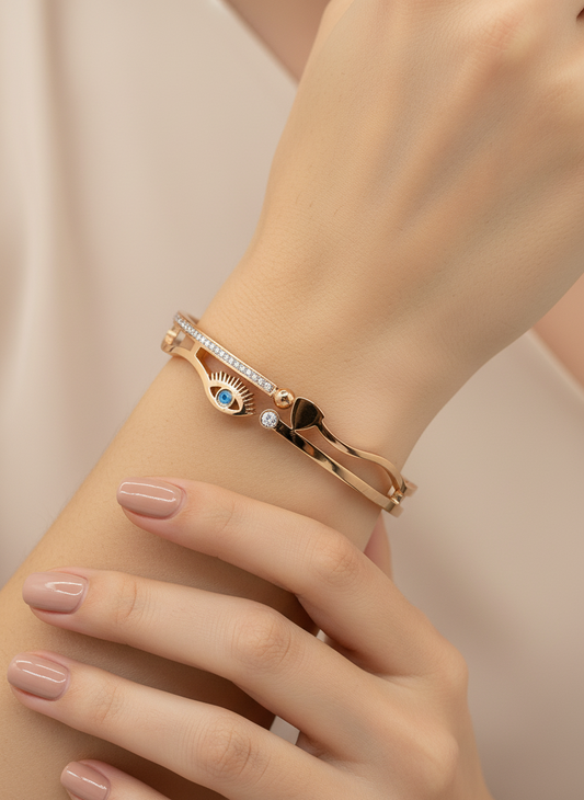 Rose Gold Evil Eye Bangle