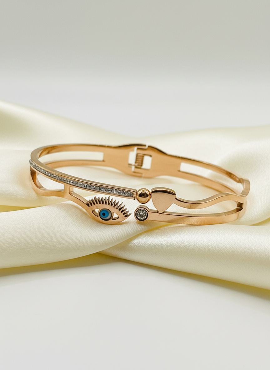 Rose Gold Evil Eye Bangle