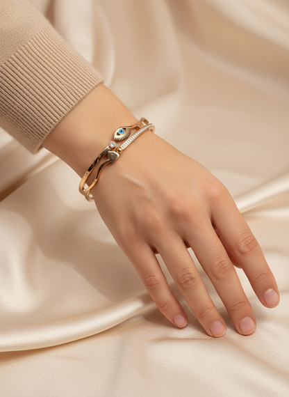 Rose Gold Evil Eye Bangle