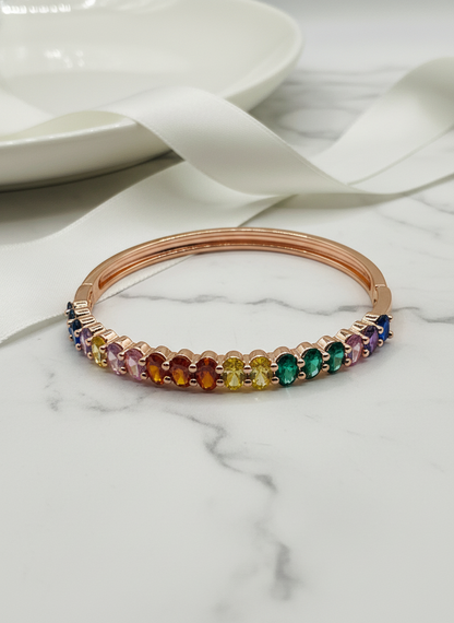Rose Gold Rainbow Eternity Bangle