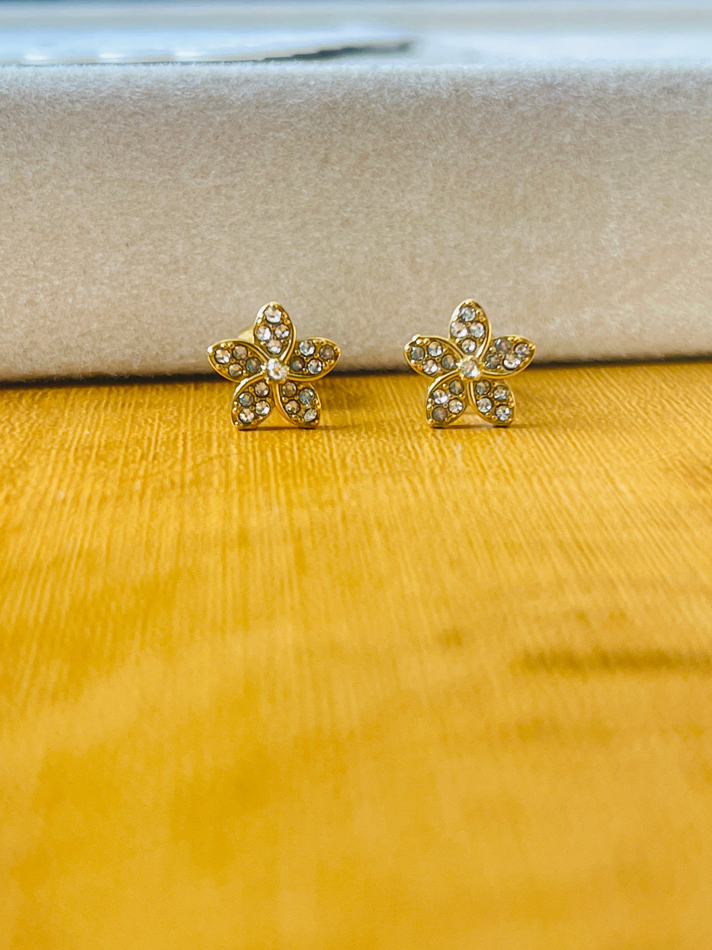 Crystal Pave Flower Stud Earrings