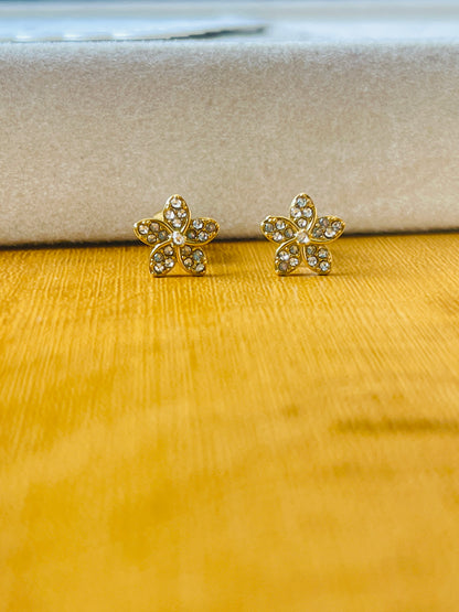 Crystal Pave Flower Stud Earrings