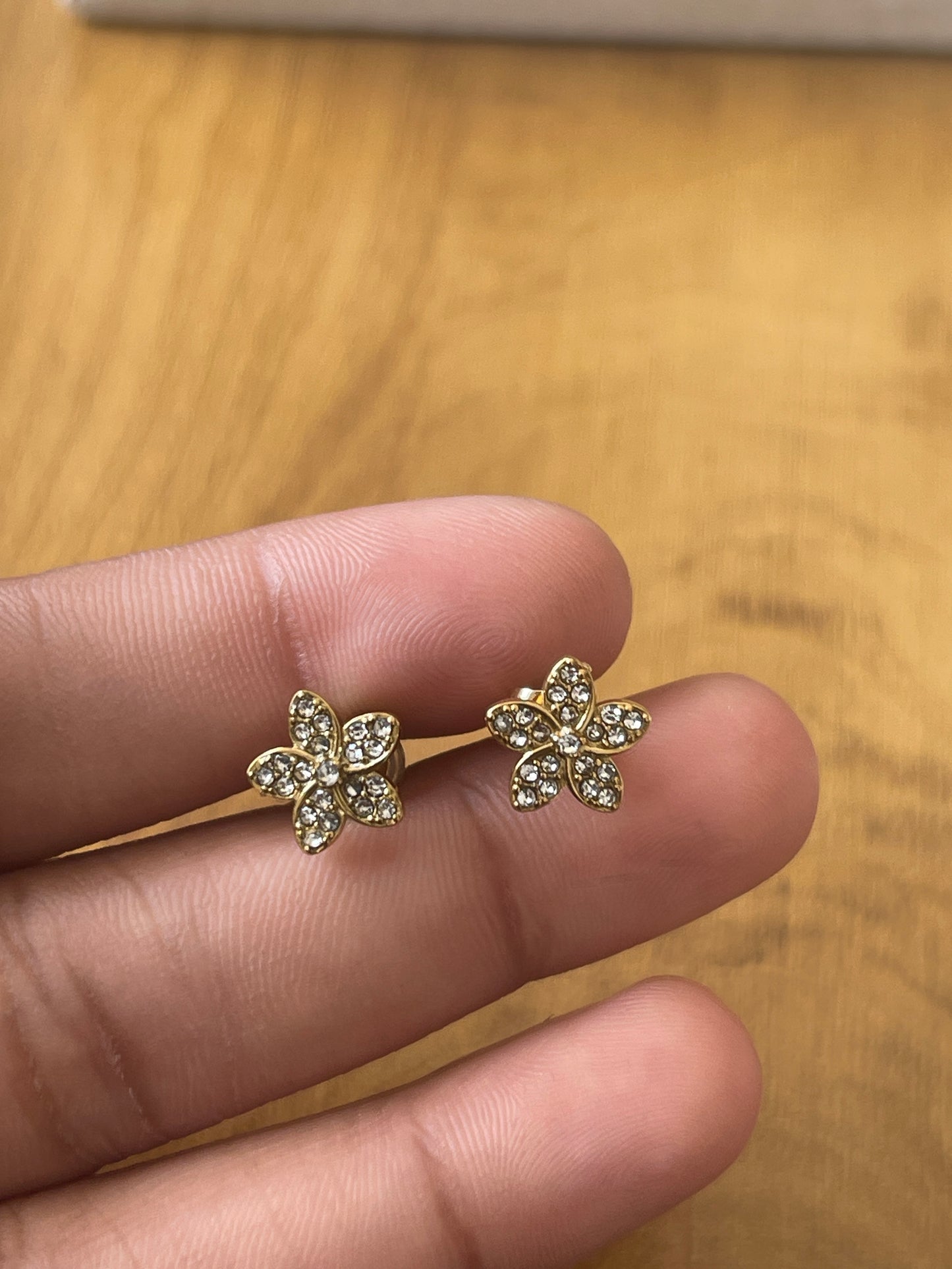 Crystal Pave Flower Stud Earrings