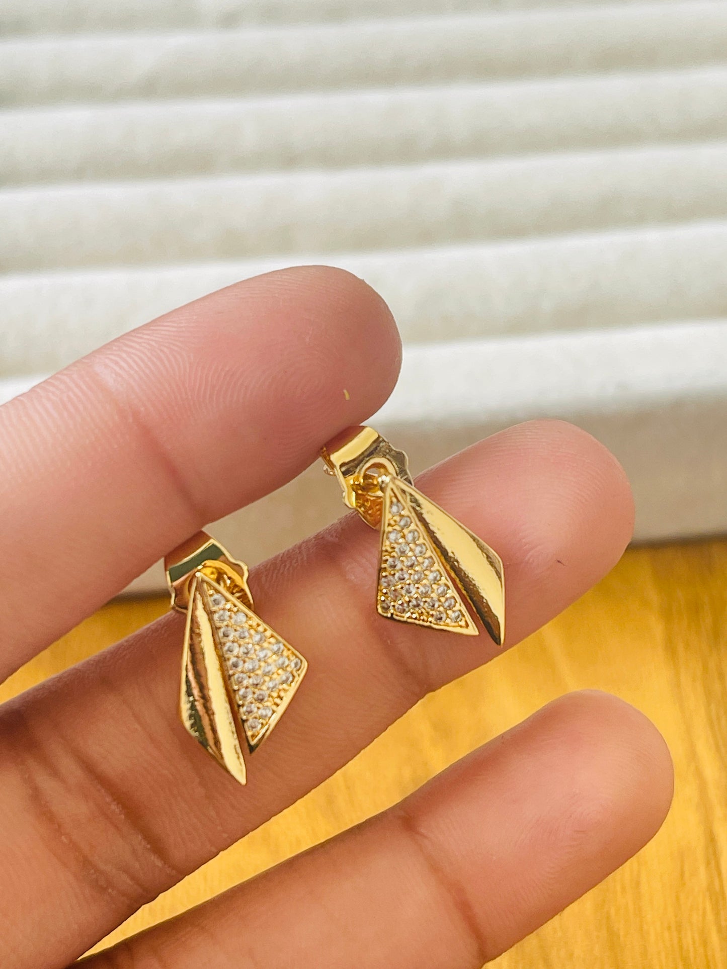 Geometric Pave Diamond-Shape Stud Earrings